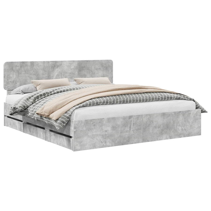 Bedframe met lade Beton Grijs 200 x 200 cm Ingenieurshout