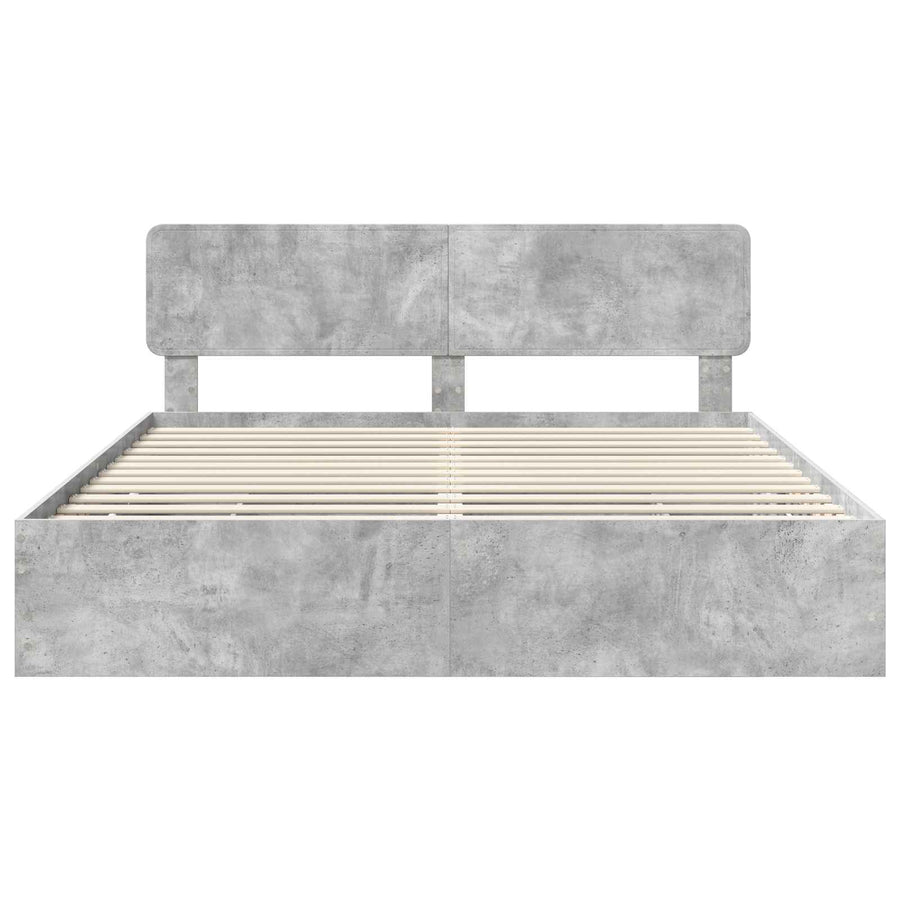Bedframe met lade Beton Grijs 200 x 200 cm Ingenieurshout