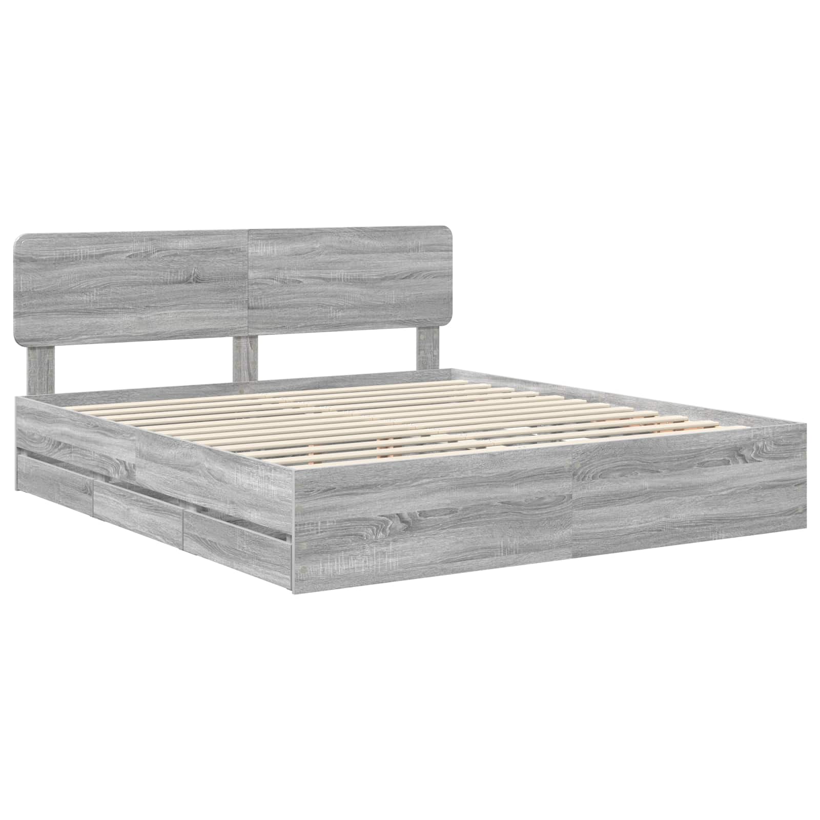 Bedframe met lade Grijs Sonoma 200 x 200 cm Ingenieurshout