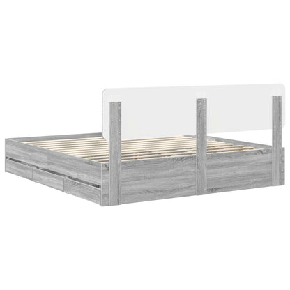 Bedframe met lade Grijs Sonoma 200 x 200 cm Ingenieurshout