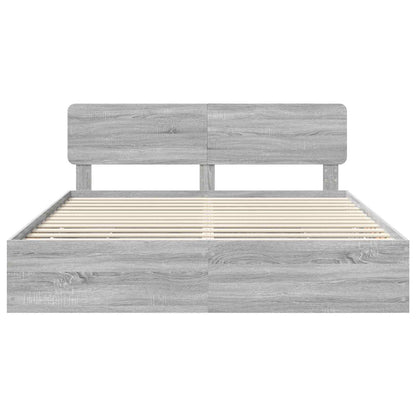 Bedframe met lade Grijs Sonoma 200 x 200 cm Ingenieurshout