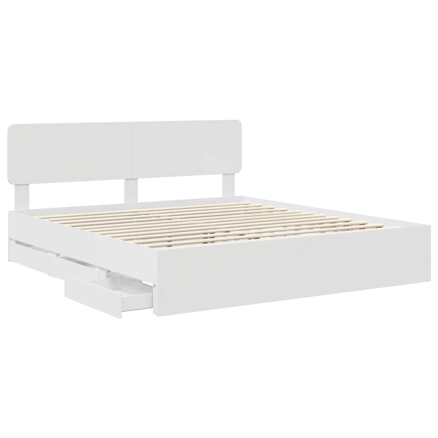 Bedframe met lade met opslag Wit 180 x 200 cm Ingenieurshout