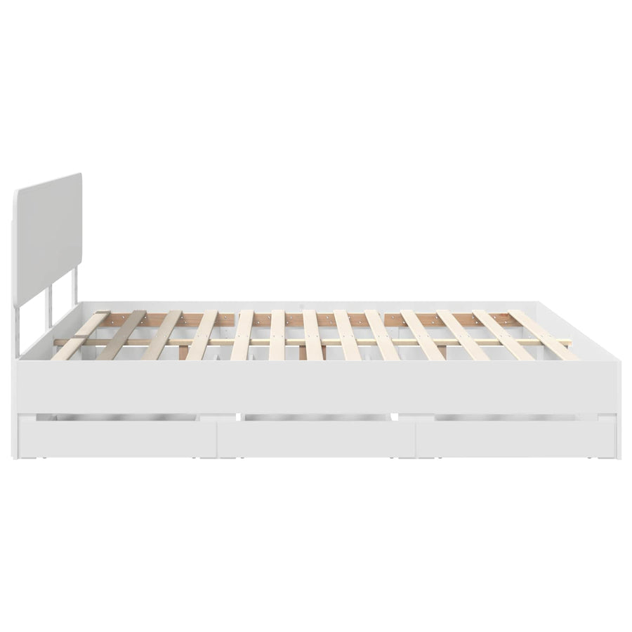 Bedframe met lade met opslag Wit 180 x 200 cm Ingenieurshout