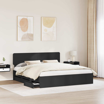 Bedframe met lade Zwart 180 x 200 cm Geconstrueerd hout