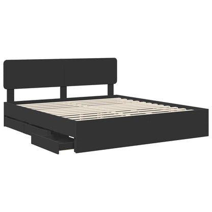 Bedframe met lade Zwart 180 x 200 cm Geconstrueerd hout