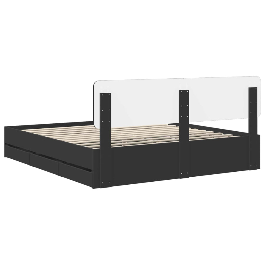 Bedframe met lade Zwart 180 x 200 cm Geconstrueerd hout