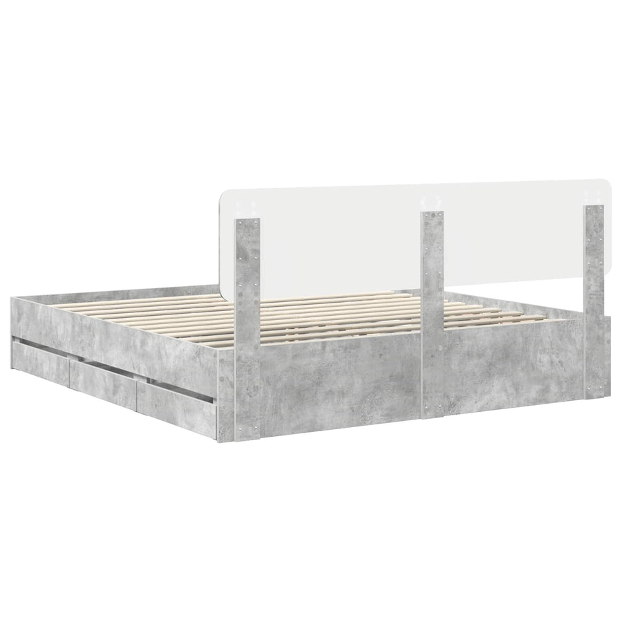 Bedframe met lade Beton Grijs 180 x 200 cm Ingenieurshout