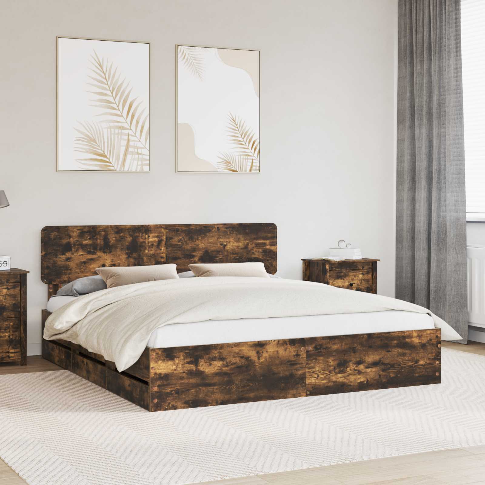 Bedframe met lade Gerookt eiken 180 x 200 cm Ingenieurshout