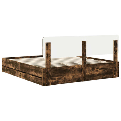 Bedframe met lade Gerookt eiken 180 x 200 cm Ingenieurshout