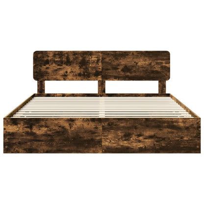 Bedframe met lade Gerookt eiken 180 x 200 cm Ingenieurshout