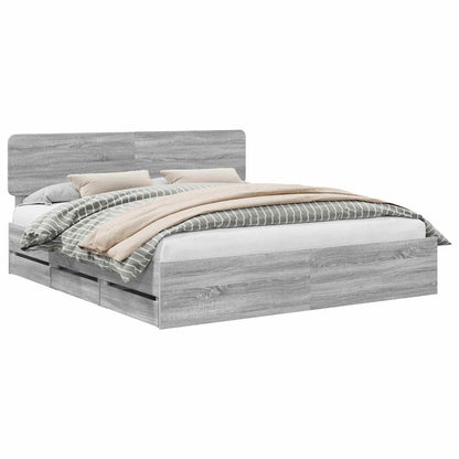 Bedframe met lade Grijs Sonoma 180 x 200 cm Ingenieurshout