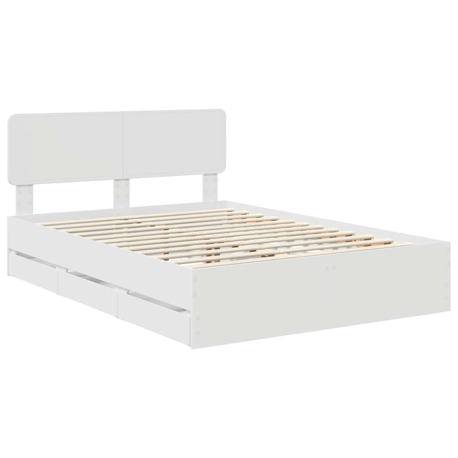 Bedframe met lade met opslag Wit 160 x 200 cm Ingenieurshout