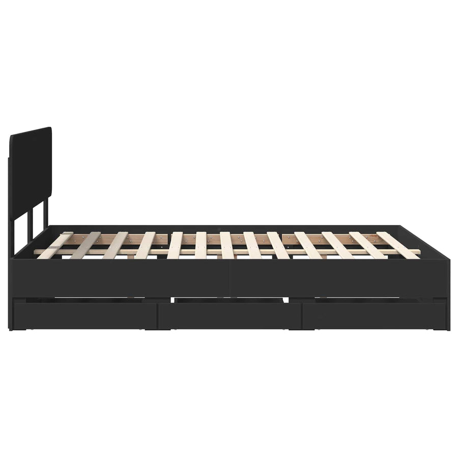 Bedframe met lade met opslag Zwart 160 x 200 cm Ingenieurshout