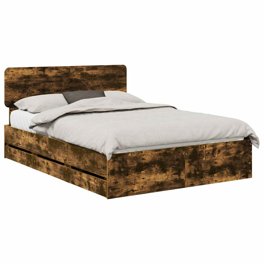 Bedframe met lade Gerookt eiken 160 x 200 cm Ingenieurshout