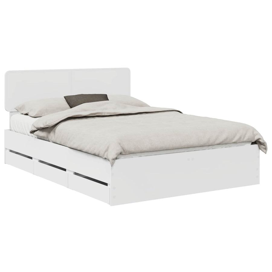 Bedframe met lade met opslag Wit 150 x 200 cm Ingenieurshout