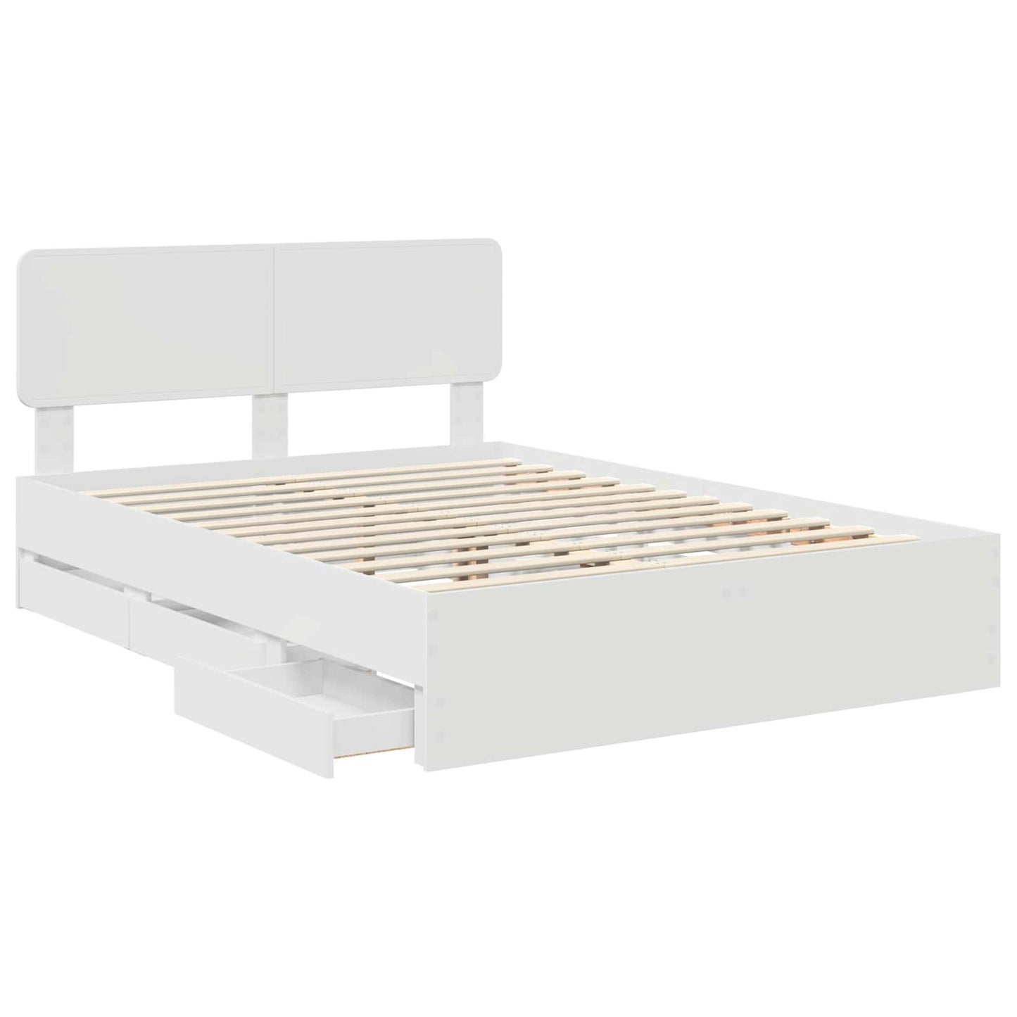 Bedframe met lade met opslag Wit 150 x 200 cm Ingenieurshout