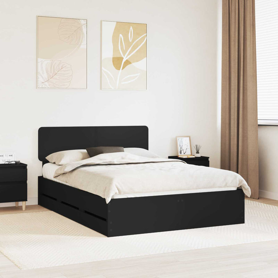 Bedframe met lade met opslag Zwart 150 x 200 cm Ingenieurshout