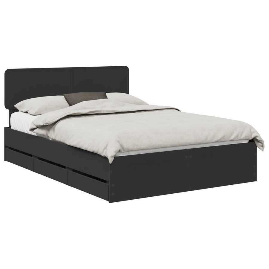 Bedframe met lade met opslag Zwart 150 x 200 cm Ingenieurshout