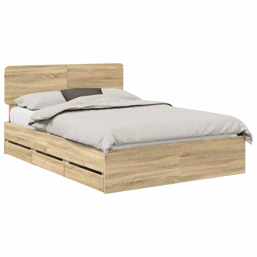 Bedframe met lade Sonoma Eiken 150 x 200 cm Ingenieurshout