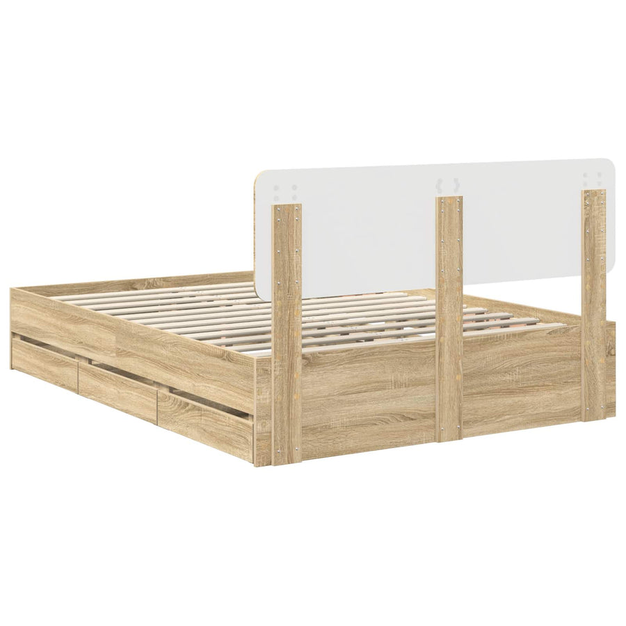 Bedframe met lade Sonoma Eiken 150 x 200 cm Ingenieurshout