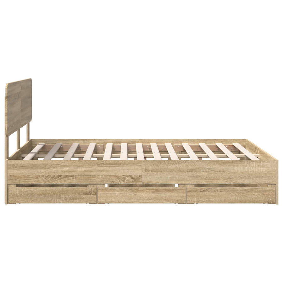 Bedframe met lade Sonoma Eiken 150 x 200 cm Ingenieurshout