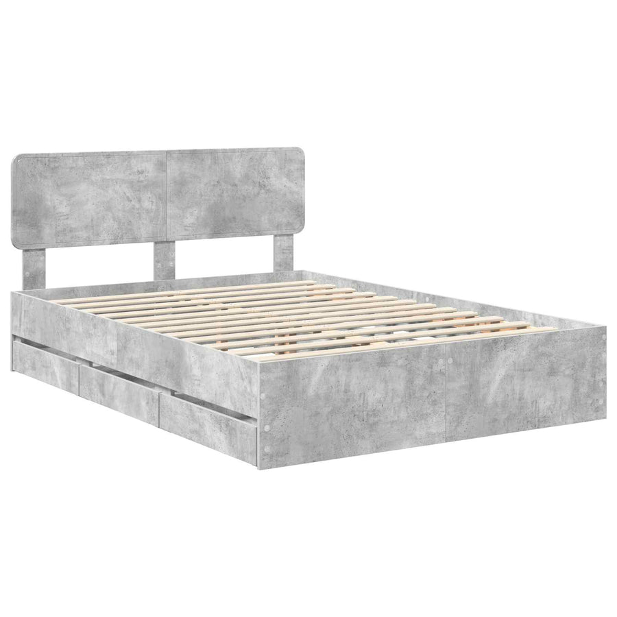 Bedframe met lade Beton Grijs 150 x 200 cm Ingenieurshout