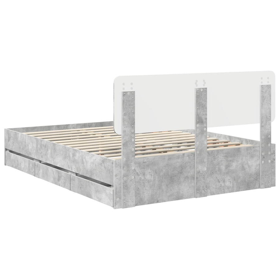 Bedframe met lade Beton Grijs 150 x 200 cm Ingenieurshout