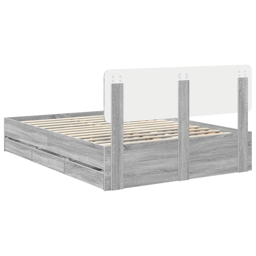 Bedframe met lade Grijs Sonoma 150 x 200 cm Ingenieurshout