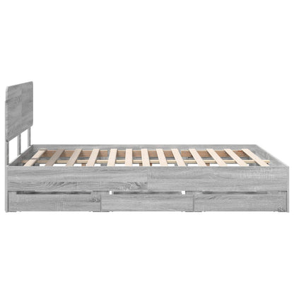 Bedframe met lade Grijs Sonoma 150 x 200 cm Ingenieurshout