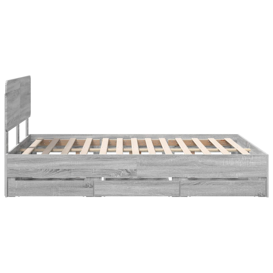 Bedframe met lade Grijs Sonoma 150 x 200 cm Ingenieurshout