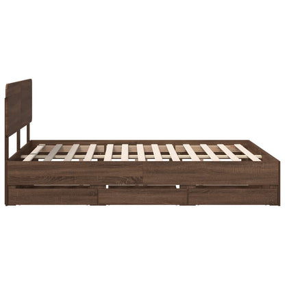 Bedframe met lade Bruin Eiken 150 x 200 cm Ingenieurshout