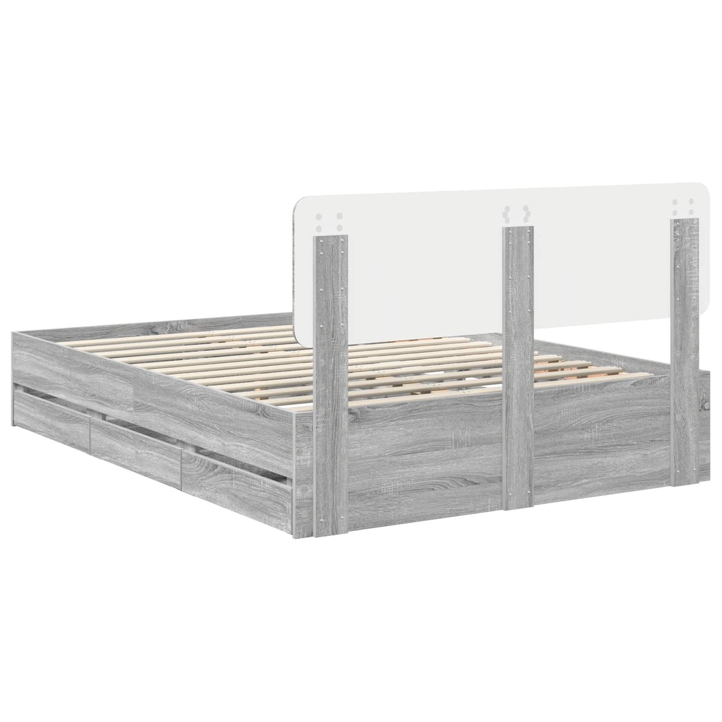 Bedframe met lade Grijs Sonoma 140 x 190 cm Ingenieurshout