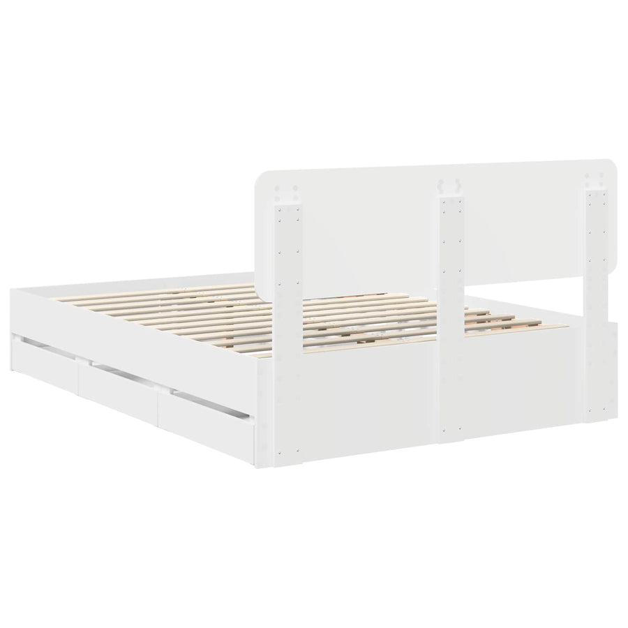 Bedframe met lade met opslag Wit 140 x 200 cm Ingenieurshout