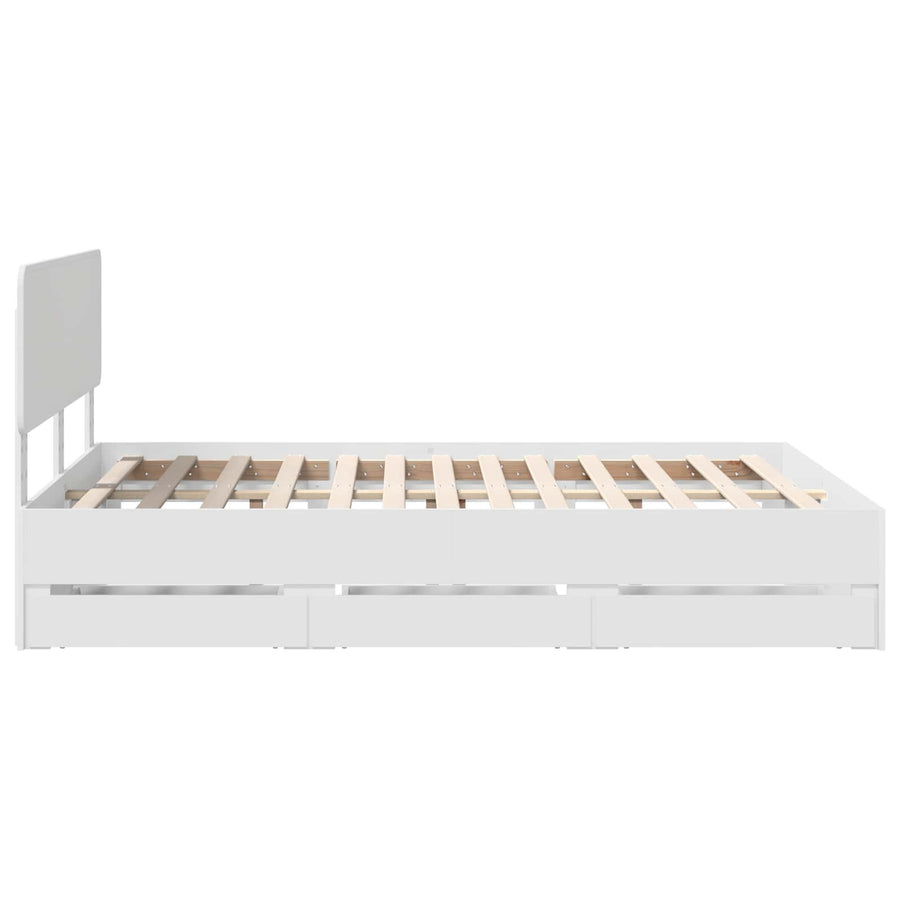Bedframe met lade met opslag Wit 140 x 200 cm Ingenieurshout