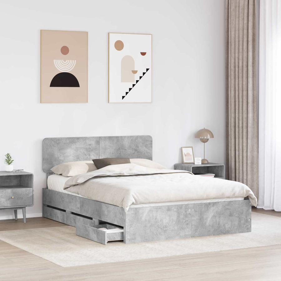 Bedframe met lade Beton Grijs 140 x 200 cm Ingenieurshout