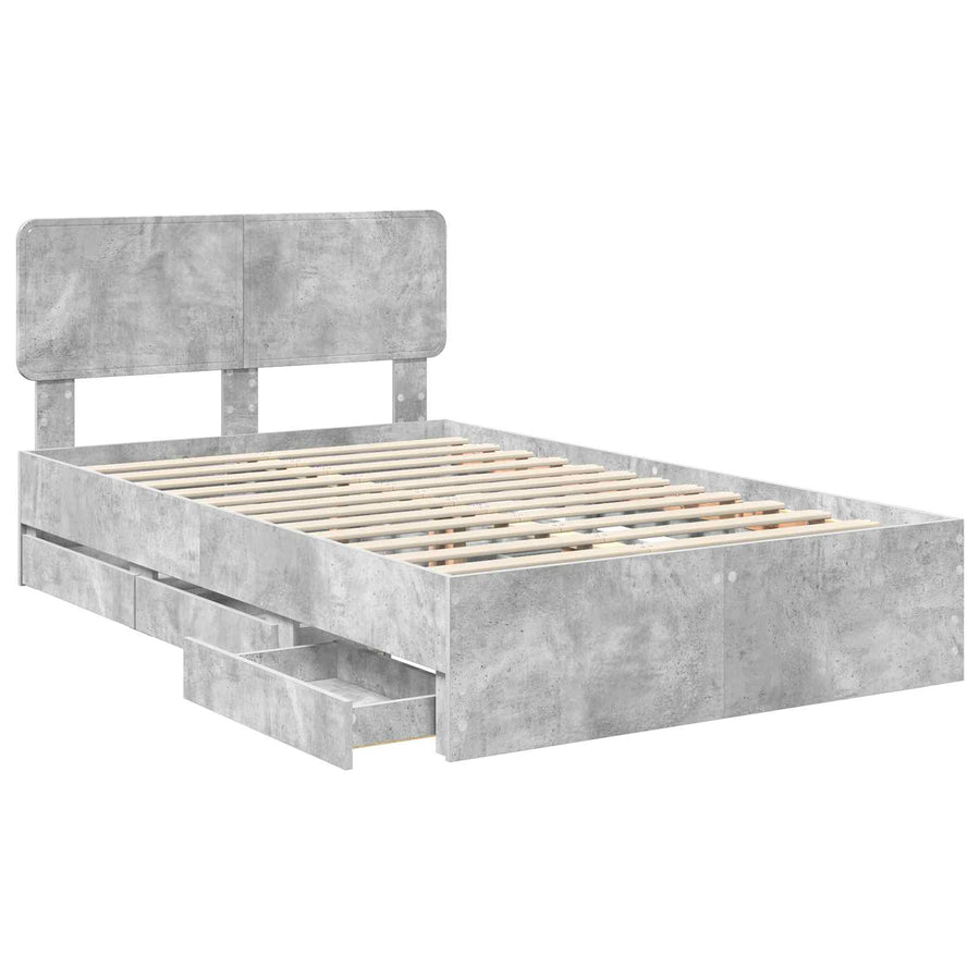 Bedframe met lade Beton Grijs 135 x 190 cm Ingenieurshout