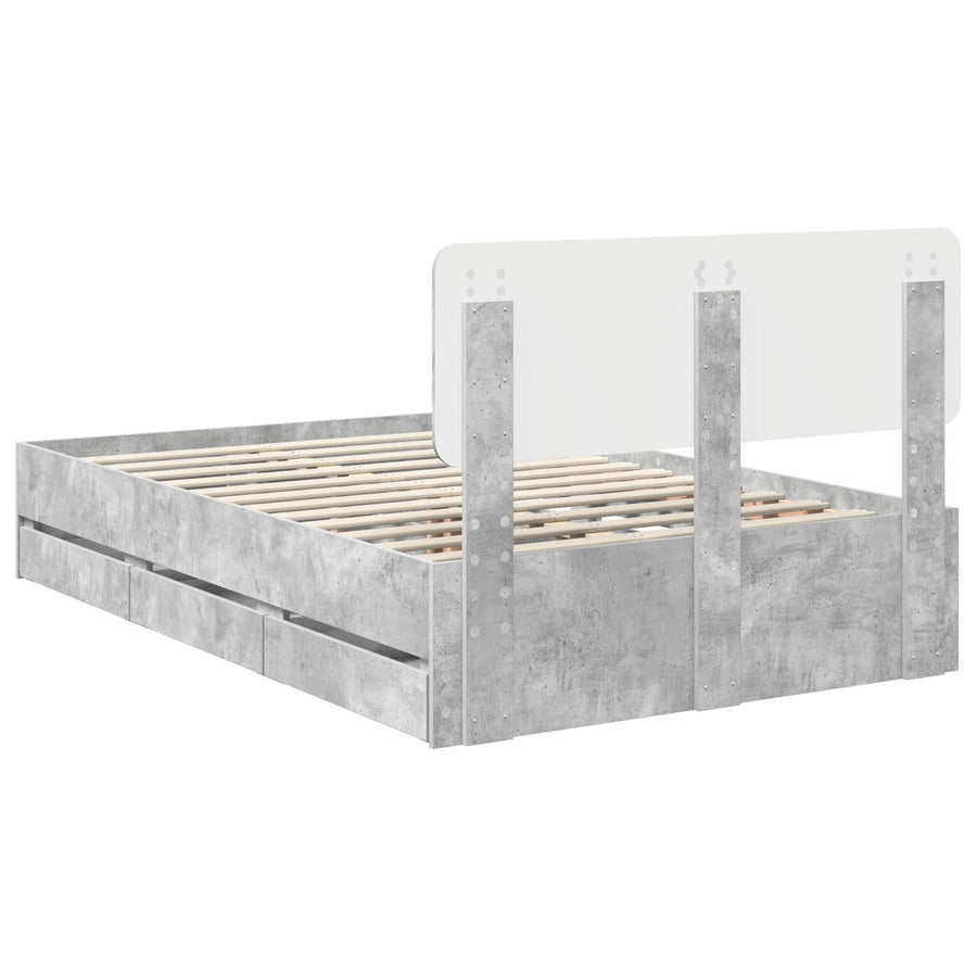 Bedframe met lade Beton Grijs 135 x 190 cm Ingenieurshout