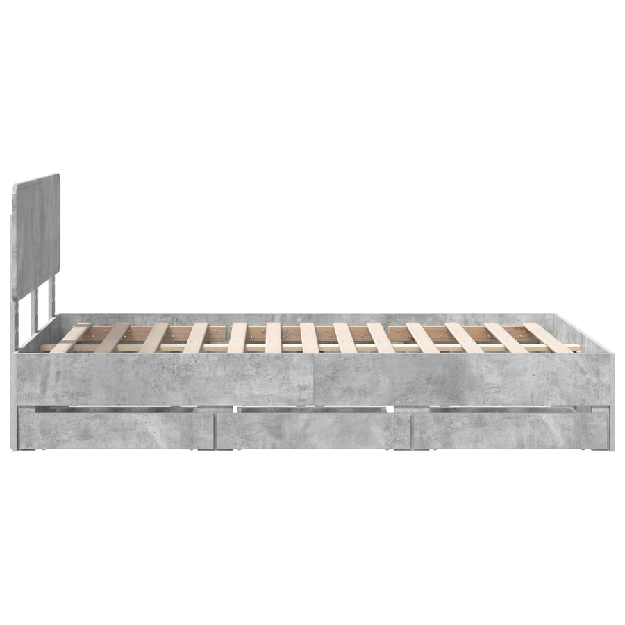 Bedframe met lade Beton Grijs 135 x 190 cm Ingenieurshout