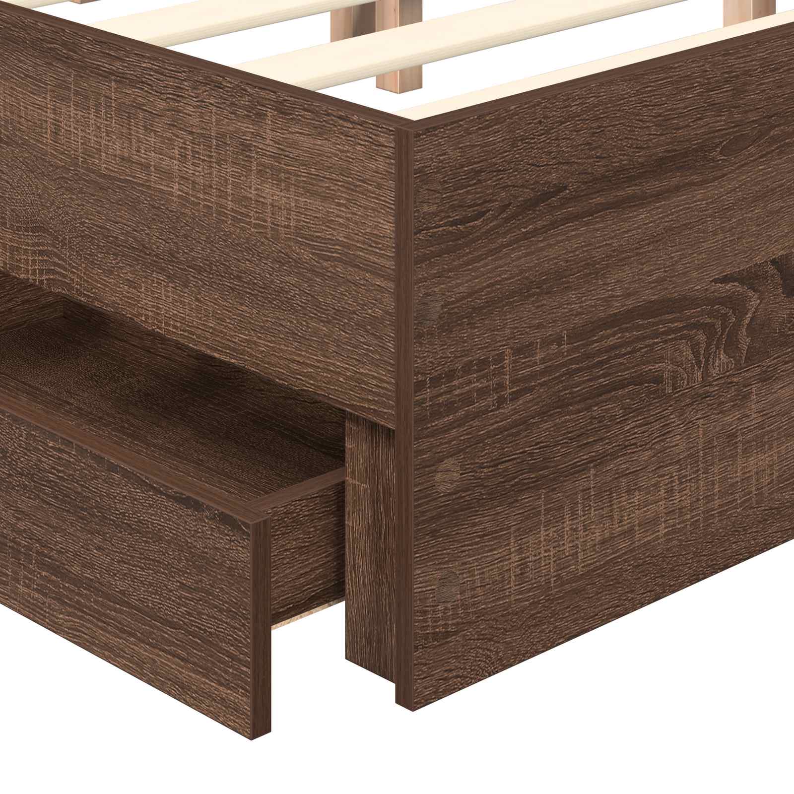 Bedframe met lade Bruin Eiken 135 x 190 cm Ingenieurshout
