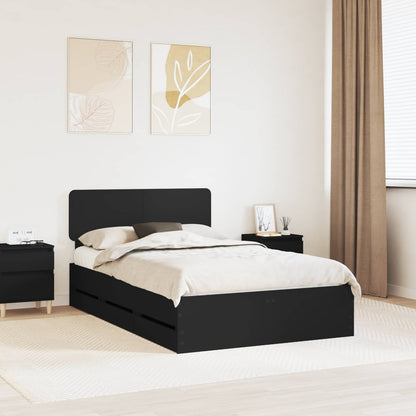 Bedframe met lade met opslag Zwart 120 x 190 cm Ingenieurshout