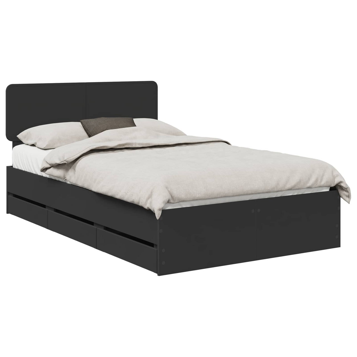 Bedframe met lade met opslag Zwart 120 x 190 cm Ingenieurshout