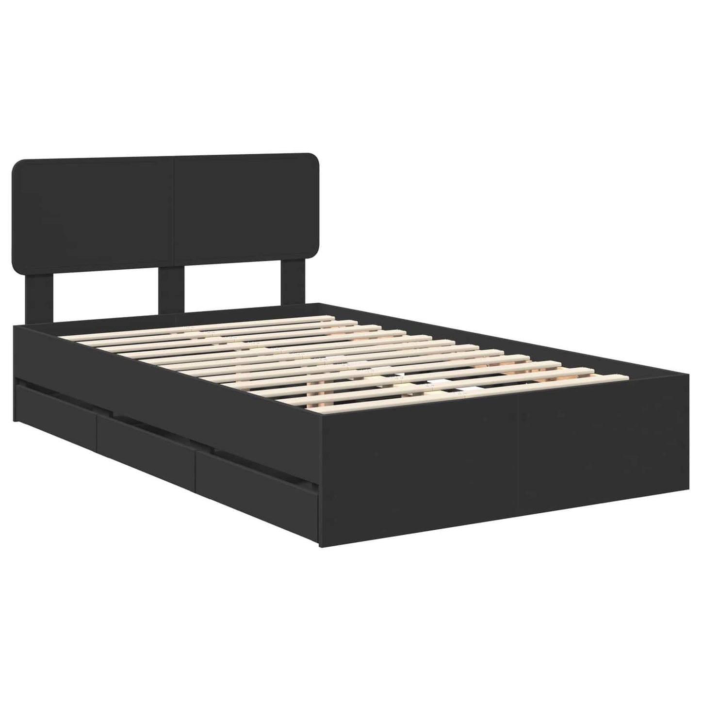 Bedframe met lade met opslag Zwart 120 x 190 cm Ingenieurshout