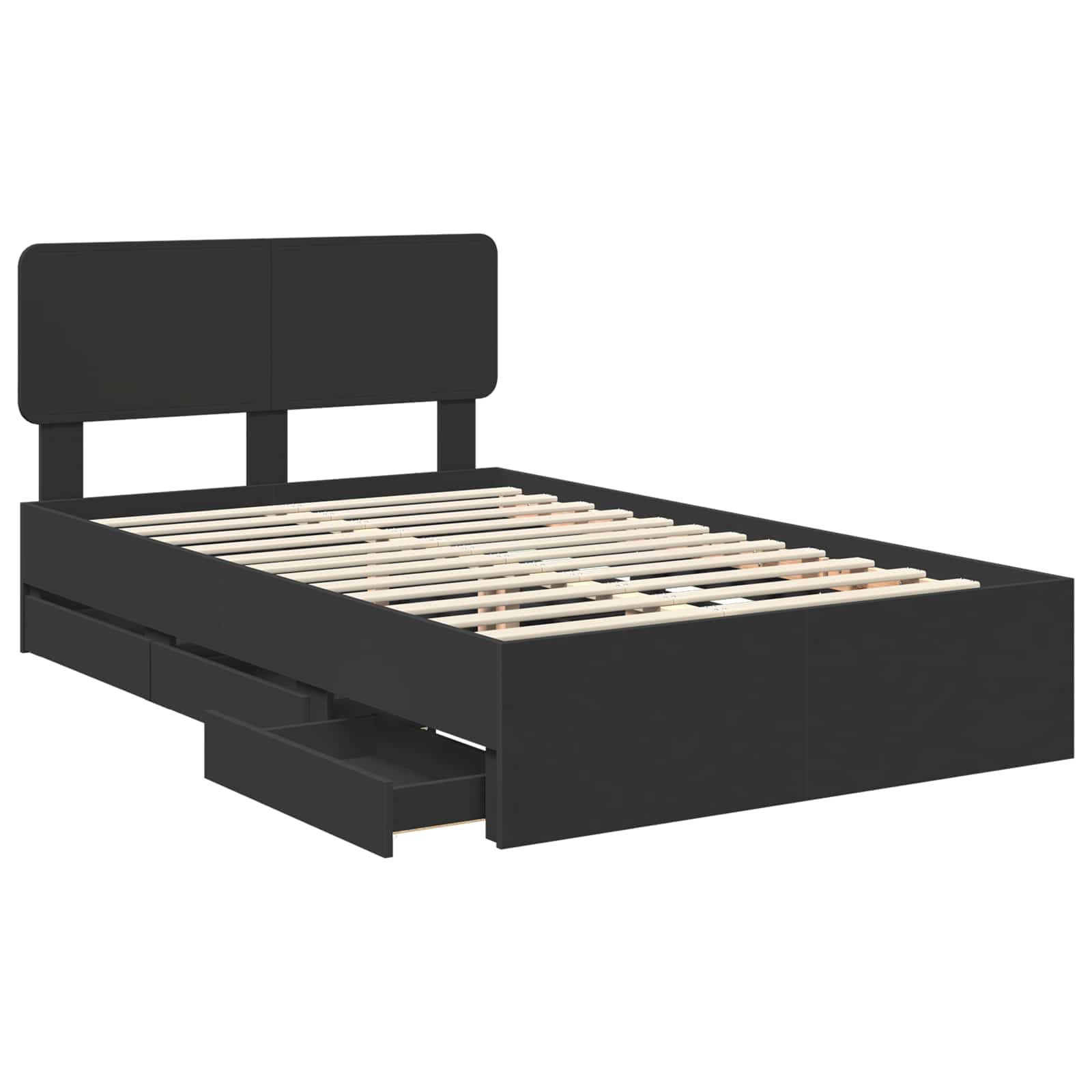 Bedframe met lade met opslag Zwart 120 x 190 cm Ingenieurshout