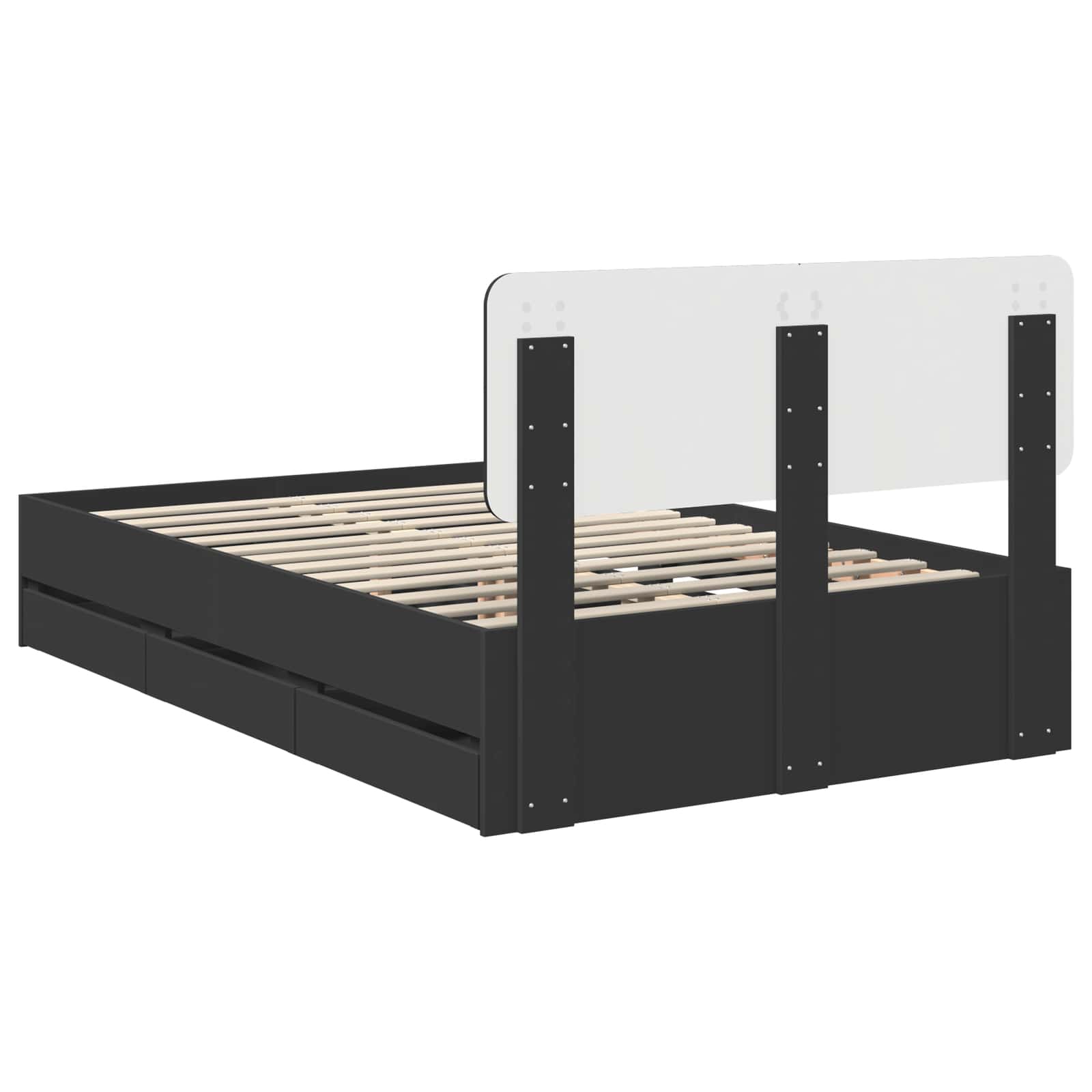 Bedframe met lade met opslag Zwart 120 x 190 cm Ingenieurshout