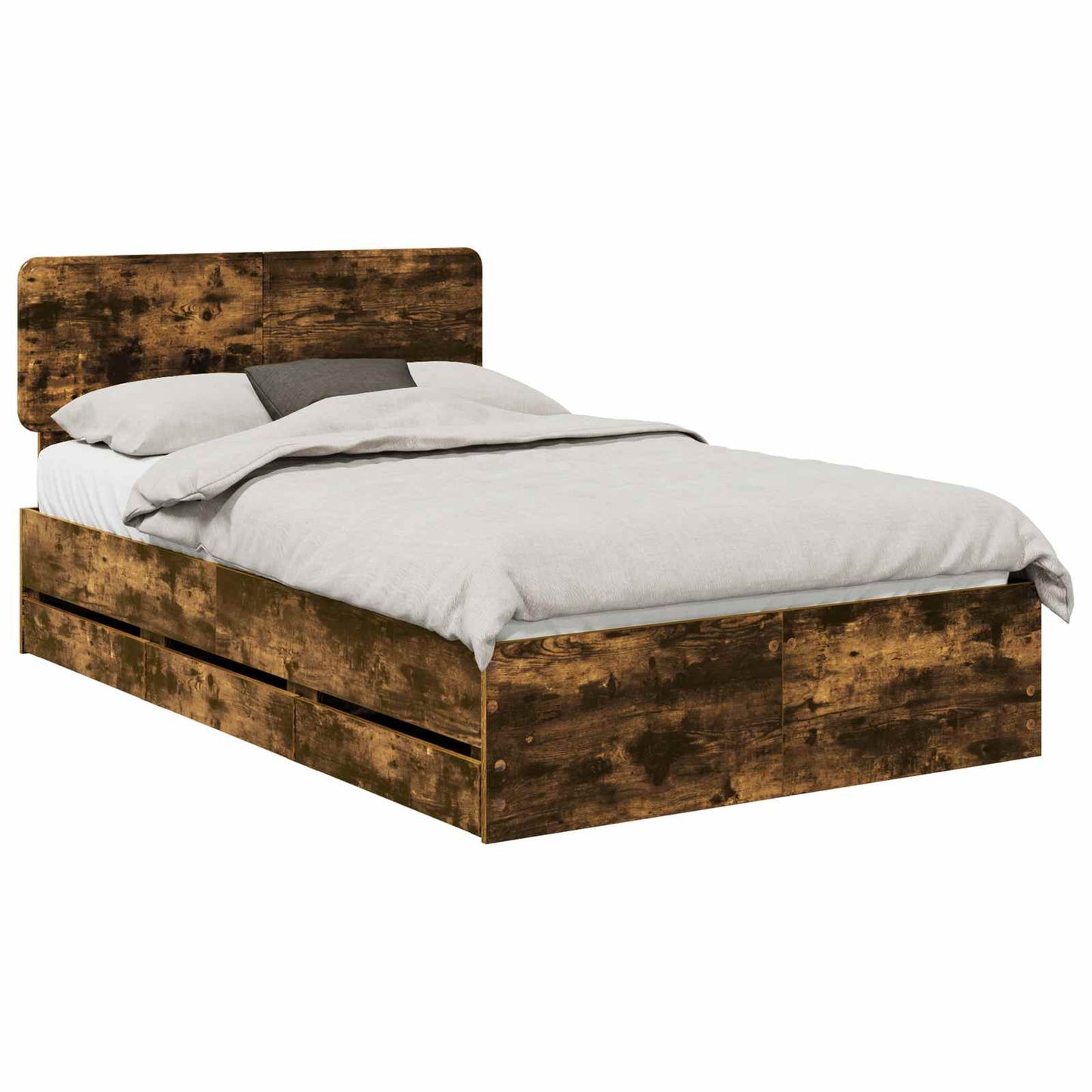 Bedframe met lade Gerookt eiken 120 x 190 cm Ingenieurshout