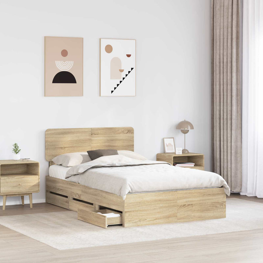 Bedframe met lade Sonoma Eiken 120 x 200 cm Ingenieurshout
