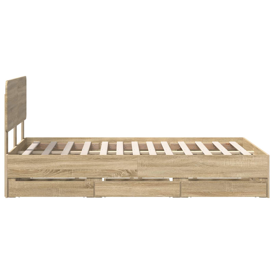 Bedframe met lade Sonoma Eiken 120 x 200 cm Ingenieurshout