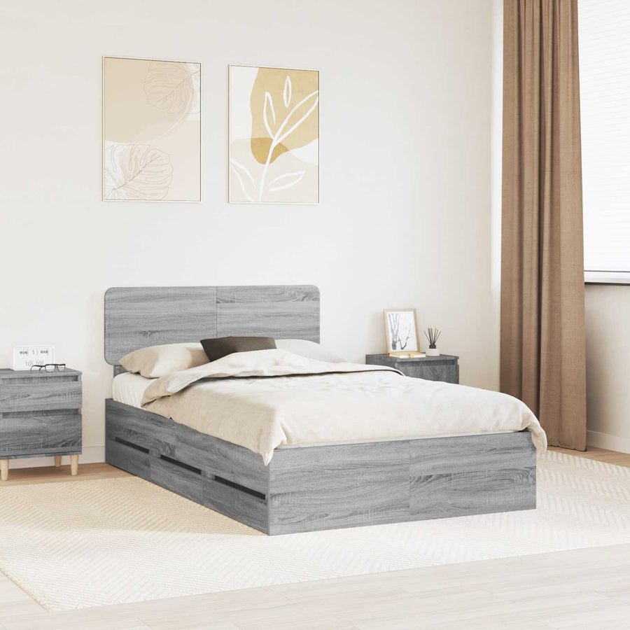 Bedframe met lade Grijs Sonoma 120 x 200 cm Ingenieurshout