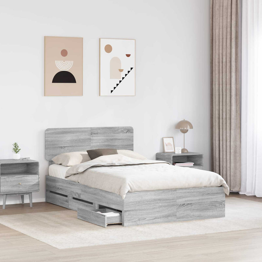Bedframe met lade Grijs Sonoma 120 x 200 cm Ingenieurshout