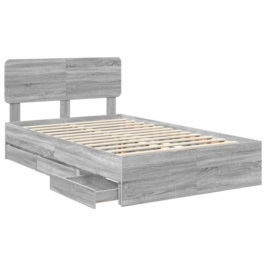 Bedframe met lade Grijs Sonoma 120 x 200 cm Ingenieurshout